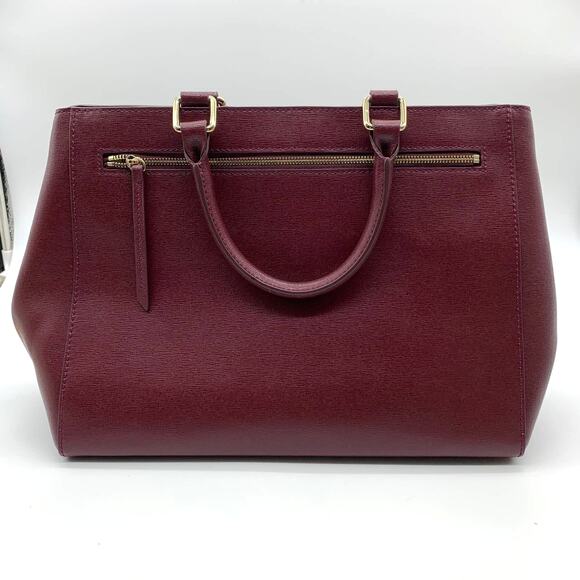 Dooney & Bourke Leather Purse Saffiano Zip Satchel Red Bordeaux - Picture 2 of 16